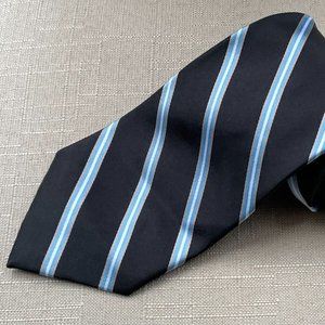 Wolfmark Neckwear Men Tie Black Striped Necktie 100% Silk Tie